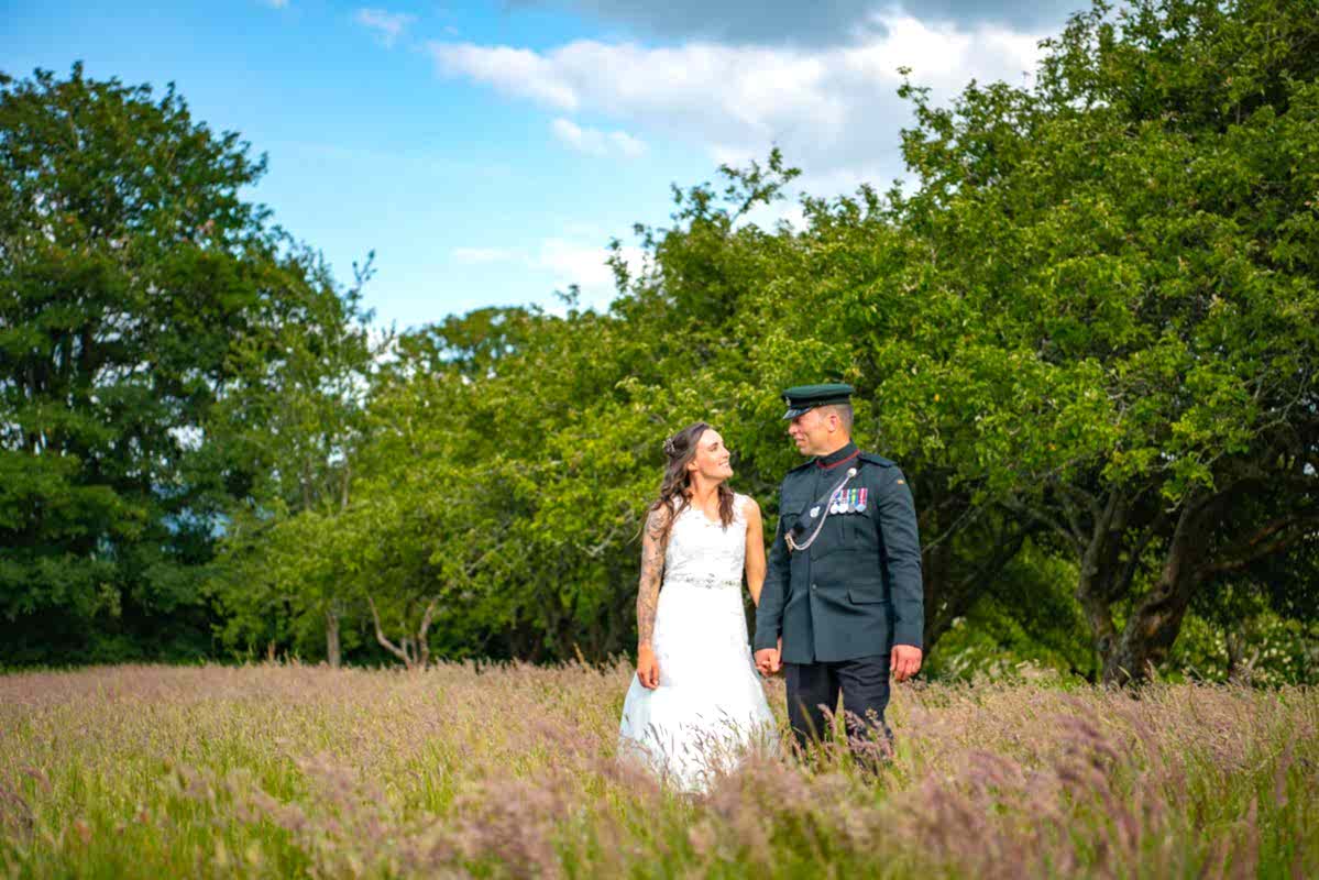 bride and groom outdoor wedding at Brecon